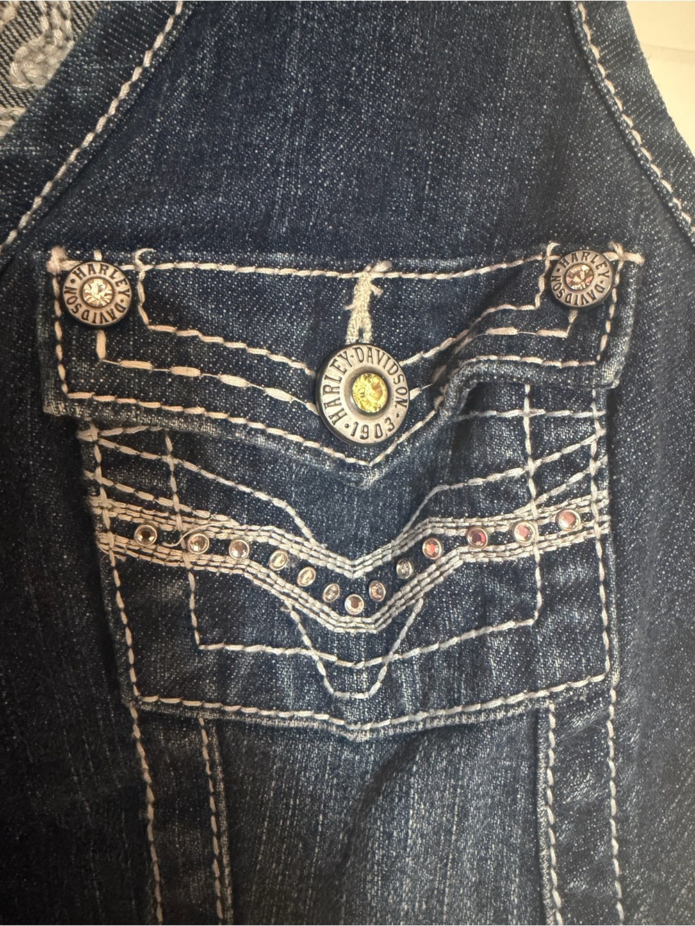 Harley-Davidson Blue Denim Zip-Front Women’s Vest - Picture 3 of 5